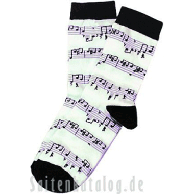Music-Socks white with print notes Size 43/45