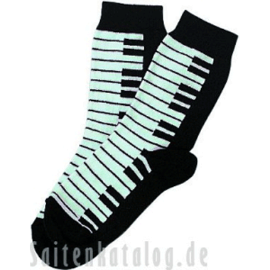 Music-Socks black with print piano keyboard Size 27/30