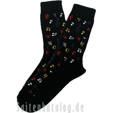 Music-Socks black with print multicolored notes Size 27/30