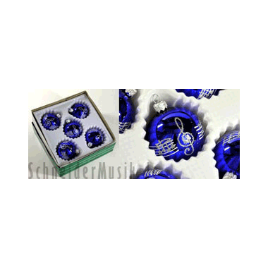 Christmas Baubles blue, with silver decor (5-pack)