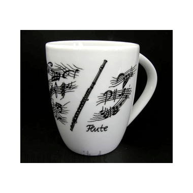 Henkelbecher mit Motiv  Querflöte "Flute"