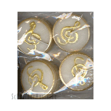 Tealights (without glass) "Treble Clef" cream/gold (4-pack)