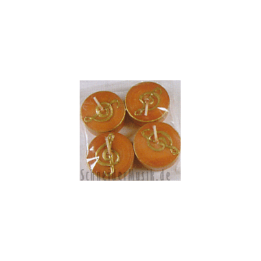 Tealights (without glass) "Treble Clef" rust/gold (4-pack)