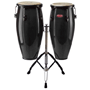 Stagg CWM-B-D 10" + 11" Wooden Congas w/ adjustable double stand - Black