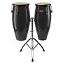 Stagg CWM-B-DA 10" + 11" Wooden Congas w/ adjustable double stand - Black