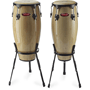 Stagg CWM-N-1A 10"+11" Wooden Congas, with 2 "basket" stands - Natural