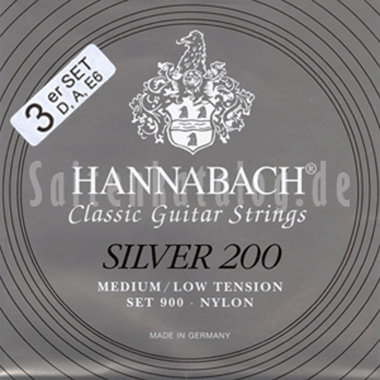Hannabach 9007 MLT SILVER 200 Medium/Low, 3-Bass Set