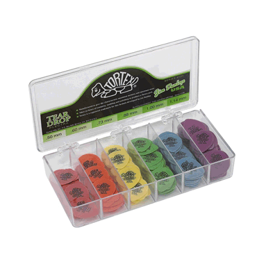 Dunlop 413 Púas TORTEX TEAR DROP Caja de 216 piezas surtidas
