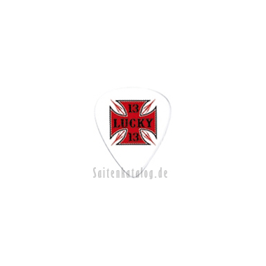 Dunlop L13 Plektren LUCKY 13 No.1 Red Cross white 0.60 mm