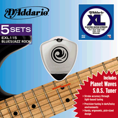 D'Addario Nickel EXL115 Blues/Jazz Rock  5 set + PW S.O.S Tuner