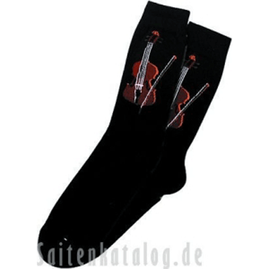 Music-Socks black with print violin Size 43/45