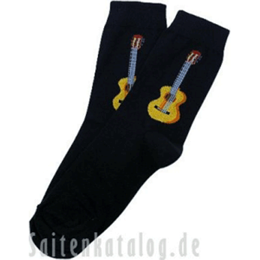 Music-Calcetines negro con estampado de guitarra clásica tamaño 43/45