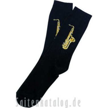 Music-Socks black with print Saxophone Size 46/48