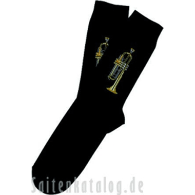 Music-Socks black with print Trumpet Size 35/38