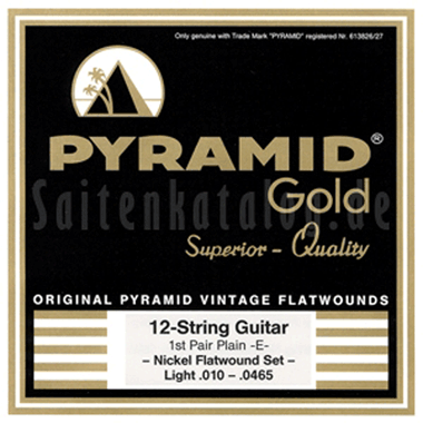 Pyramid GOLD Chrome-Nickel Flatwound, 12-string, light