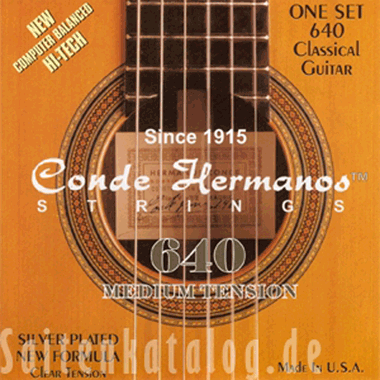 Conde Hermanos Strings 640 Classical Guitar Nylon, Medium Tension
