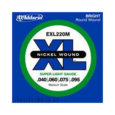 D'Addario Bass Nickel Roundwound EXL220M Medium Scale