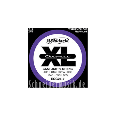 D'Addario ECG24-7 Chromes Flat Wound, Jazz Light (7-string)
