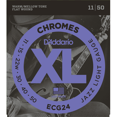D'Addario ECG24 Chromes Flat Wound, Jazz Light