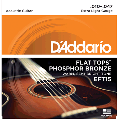 D'Addario EFT15 FLAT TOP Phosphor Bronze Wound, Extra Light