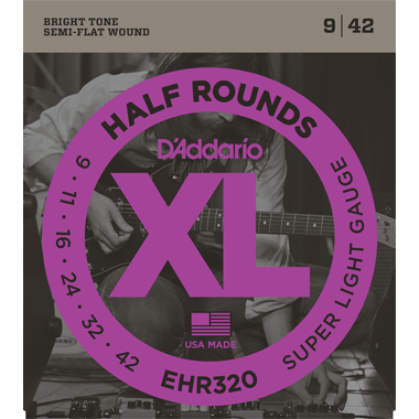 D'Addario Steel EHR320 Super Light Half Round Wound