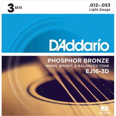D'Addario EJ16 Phosphor Bronze L 3D  (3 sets)