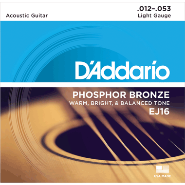 D'Addario EJ16-25 Phosphor Bronze, Light, 25 juegos bulk pack