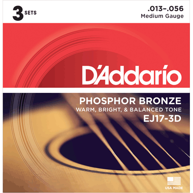 D'Addario EJ17 Fósforo Bronce Media 3D  (3 Juegos)