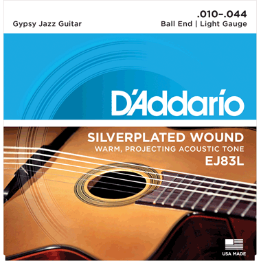 D'Addario EJ83L Gypsy Jazz Silver Wound light, Ball End
