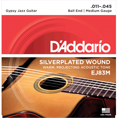 D'Addario EJ83M Gypsy Jazz Silver Wound medium, Ball End