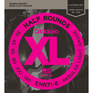 D'Addario ENR71-6 Bass (6-string) Half Rounds, Regular Light, Long Scale