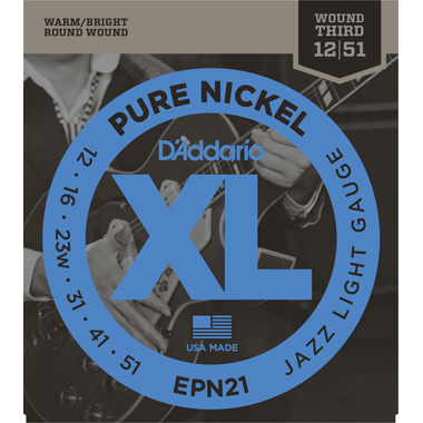 D'Addario EPN21 XL Pure Nickel Round Wound, Jazz Light