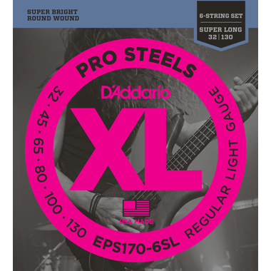 D'Addario EPS170-6SL Bass ProSteels Round Wound (6-string) Super Long Scale
