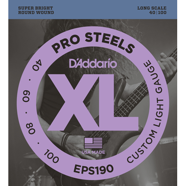 D'Addario EPS190 Bass ProSteels Round Wound, Long Scale