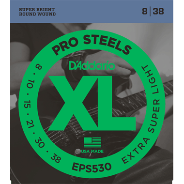 D'Addario EPS530 XL ProSteels Round Wound, Extra-Super Light