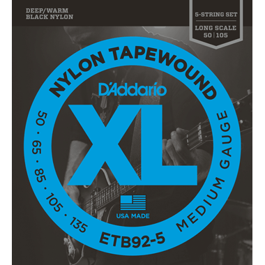 D'Addario ETB92-5 Bass Nylon Tapewound, medium, Long Scale 5-string