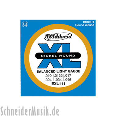 D'Addario EXL111 Nickel Wound, Balanced Light