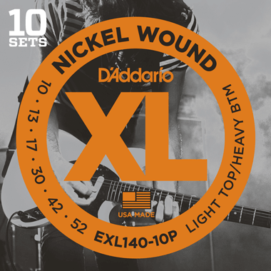 D'Addario EXL140-10P Nickel - 10 Sets Pack, Light Top/Heavy Bottom