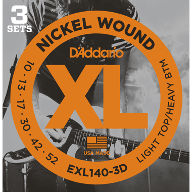 D'Addario EXL140-3D Nickel - 3 Sets Pack, Light Top/Heavy Bottom