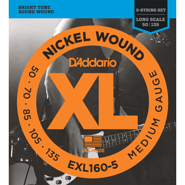 D'Addario EXL160-5 Bass Nickel Roundwound, Medium (5-string)
