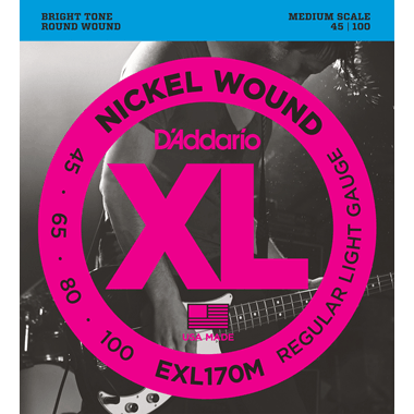 D'Addario Bass Nickel Roundwound EXL170M Medium Scale