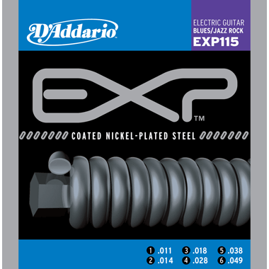 D'Addario EXP115 EXP Coated Nickel Round Wound, Blues/Jazz Rock