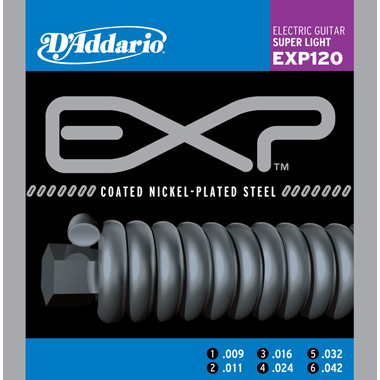 D'Addario EXP120 EXP Coated Nickel Round Wound, Super Light