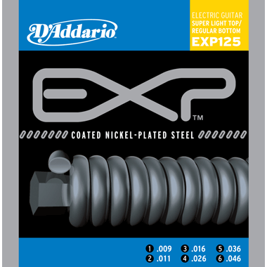 D'Addario EXP125 EXP Coated Nickel Round Wound, Super Light Top/Regular Bottom