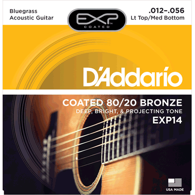 D'Addario EXP14 EXP Coated 80/20 Bronze, Bluegrass Light Top/Medium Bottom