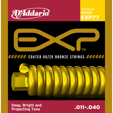 D'Addario EXP77 Mandolin EXP Coated 80/20 Bronze, Medium (Loop End)