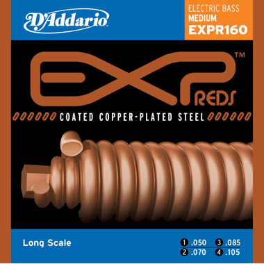 D'Addario EXPR160 EXP Reds, Bass Coated Copper Wound, Long Scale, medium