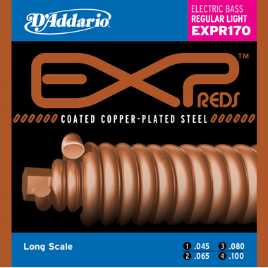 D'Addario EXPR170 EXP Reds, Bass Coated Copper Wound, Long Scale, regular light