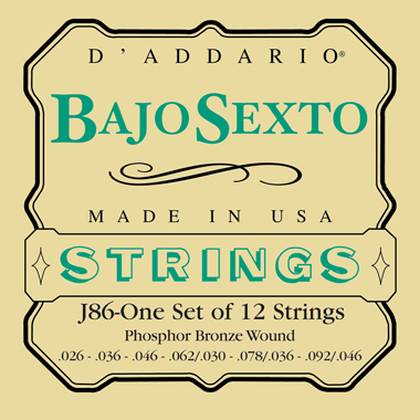 D'Addario J86 Bajo Sexto Phosphor Bronze12-string