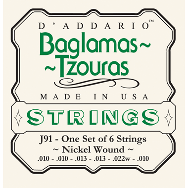 D'Addario J91 Baglamas - Tzouras Nickel Wound, 6-string